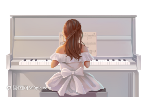 弹钢琴的小女孩
